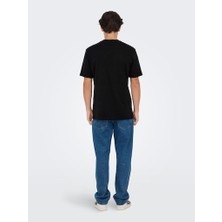 Only & Sons 22028147 Only & Sons Onslevı Lıfe Reg Text Ss Tee Noos Erkek T-Shirt Black