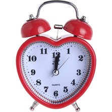 Keyfim Shop Dekoratif Kalp Tasarımlı Işıklı Alarmlı Çalar Saat-Kırmızı