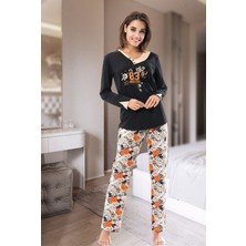 Derya Kurşun Uzun Kol Kadın Pijama Takım 1101