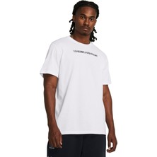 Under Armour Beyaz Erkek Bisiklet Yaka Bol Kesim T-Shirt 1382903-100 Ua Hw Logo Overlay Emb