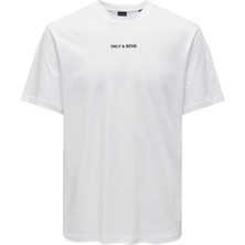 Only & Sons O Yaka Baskılı Kırık Beyaz Erkek T-Shirt Onslevı Lıfe Reg Text Ss Tee Noos