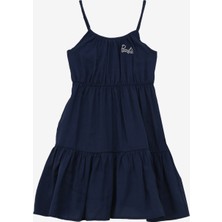 Barbie Nakışlı Lacivert Kadın Diz Üstü Elbise BRB4SG-ELB6009