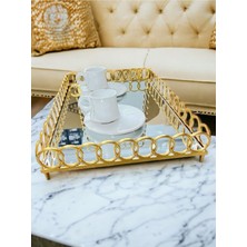 Akkoyunlu Home Aynalı Halka Tepsi Lüx Gold Sunum Tepsisi