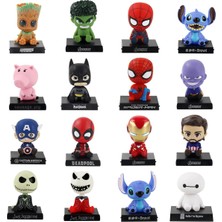 Silver Umbrella 12 cm Bobble Kafa Şekil Jack Örümcek Adam Hulk Dikiş Kaptan Amerika Deadpool Thanos Demir Adam Model Oyuncak Araba Dekorasyon Telefon Tutma (Yurt Dışından)