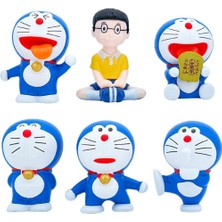 Silver Umbrella 6 Adet Doraemon Şekil Koleksiyon Karikatür Zanaat Minyatür Heykelcik Japonya Anime Doraemon Nobita Şekilli Kalıp Oyuncak Kek Araba Dekorasyon (Yurt Dışından)