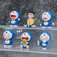 Silver Umbrella 6 Adet Doraemon Şekil Koleksiyon Karikatür Zanaat Minyatür Heykelcik Japonya Anime Doraemon Nobita Şekilli Kalıp Oyuncak Kek Araba Dekorasyon (Yurt Dışından)