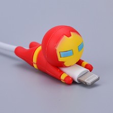 Silver Umbrella Marvel Örümcek Adam Figürleri USB Koruyucu Kılıf Demir Adam Silikon Veri Kablosu Bite Koruyucu Kapak Kaptan Amerika Hulk Oyuncaklar Hediyeler (Yurt Dışından)