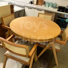 Roys Ahşap 100 Cm Naturel Yuvarlak Açılabilen Baba Ayak Yemek Masası