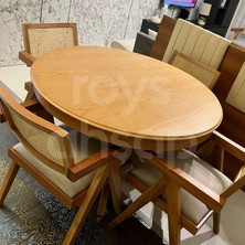Roys Ahşap 120 Cm Naturel Yuvarlak Açılabilen Baba Ayak Yemek Masası