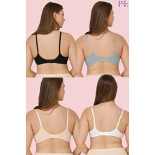 Parlingerie 4lü Emzirme Sütyeni Siyah-Beyaz-Ten-Gri