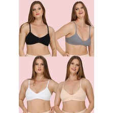 Parlingerie 4lü Emzirme Sütyeni Siyah-Beyaz-Ten-Gri