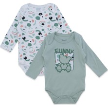 Bebelop Unisex Bebek Funny Yazılı Ayı Baskılı Çıtçıtlı Body Zıbın 2'li