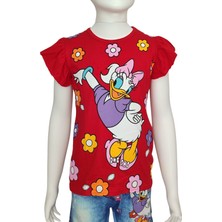 Urz Kids Daisy Duck Dijital Baskılı Kot Görünümlü Şort T-Shirt Takım