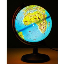 Işıklı Dünya Küresi Fiziki Hayvanlı  Büyük Boy 26 cm Çap -36 cm Yükseklik- Eğitci Yer Küre