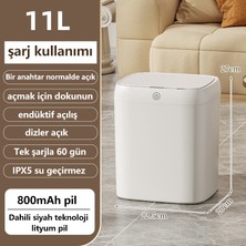 Exquisite 11 Lt Akıllı Sensörlü Çöp Kutusu Banyo Ipx5 Su Geçirmez Akıllı Çöp Kutusu - Beyaz (Yurt Dışından)