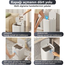 Exquisite 11 Lt Akıllı Sensörlü Çöp Kutusu Banyo Ipx5 Su Geçirmez Akıllı Çöp Kutusu - Beyaz (Yurt Dışından)