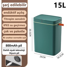 Exquisite Mutfak ve Yatak Odası Için Tam Otomatik Sensörlü Çöp Kutusu - Yeşil 15L (Şarjlı Kullanım) (Yurt Dışından)