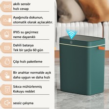 Exquisite Mutfak ve Yatak Odası Için Tam Otomatik Sensörlü Çöp Kutusu - Yeşil 15L (Şarjlı Kullanım) (Yurt Dışından)