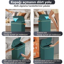 Exquisite Mutfak ve Yatak Odası Için Tam Otomatik Sensörlü Çöp Kutusu - Yeşil 15L (Şarjlı Kullanım) (Yurt Dışından)