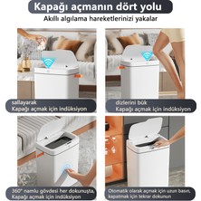 Exquisite Mutfak ve Yatak Odası Için Tam Otomatik Sensörlü Akıllı Çöp Kovası - Beyaz 18L (Şarjlı Kullanım) (Yurt Dışından)