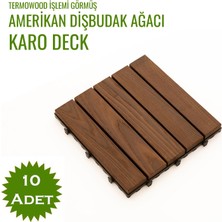 Sunsoe Dişbudak Ağacı Balkon Bahçe Ahşap Yer Döşemesi Karo Deck 30X30 cm - 10 Adet (0,9m2)