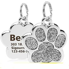 Shanhua Shop Gümüş Tarzı Boşluk Kişiselleştirilmiş Köpek Kedi Etiketleri Oyulmuş Kedi Köpek Yavrusu Evcil Hayvan Kimliği Adı Yaka Etiketi Kolye Evcil Hayvan Aksesuarları Paw Glitter Kolye (Yurt Dışından)