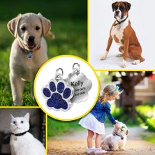 Shanhua Shop Gümüş Tarzı Boşluk Kişiselleştirilmiş Köpek Kedi Etiketleri Oyulmuş Kedi Köpek Yavrusu Evcil Hayvan Kimliği Adı Yaka Etiketi Kolye Evcil Hayvan Aksesuarları Paw Glitter Kolye (Yurt Dışından)