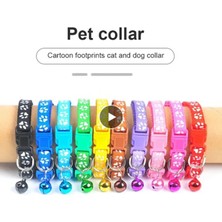 Shanhua Shop No.1 Tarzı Renkli Pet Yaka Çan ile Kedi Kolye Kedi Pençe Baskı Ayarlanabilir Yaka Köpek Yaka Çan Konumlandırma Pet Yaka Pet Malzemeleri (Yurt Dışından)