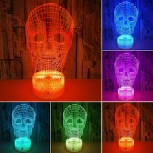 Liulian Skulles Head 3D Gece Lambası Roman ve Eşsiz Hediye Lambası Yaratıcı Masa Lambası Başucu Lambası LED 3D Gece Lambası Yatak Odası Işıkları (B, Bir Boyut) (Yurt Dışından)