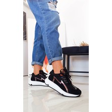 Gdt Ayakkabı Siyah Renk  Düz Taban Bağcıklı Kadın  Spor Ayakkabı