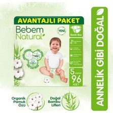 Bebem Natural Bebek Bezi 5 Beden Junior Avantajlı Paket 96 Adet