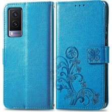 Bdt Boutique Vivo V21E 5g Için Dört Yapraklı Yonca Kısa Kayış Deri Kapak Çevirin Telefon Kılıfı (Yurt Dışından)