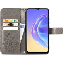 Bdt Boutique Vivo V21E 5g Için Dört Yapraklı Yonca Kısa Kayış Deri Kapak Çevirin Telefon Kılıfı (Yurt Dışından)