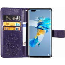 Bdt Boutique Huawei Mate 40 Pro Için Zarif Iş Dört Yaprak Flip Telefon Kılıfı (Yurt Dışından)