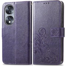 Bdt Boutique Huawei Onur 70 Flip Kapak Için Kısa Kayış Dört Yaprak Telefon Kılıfı (Yurt Dışından)