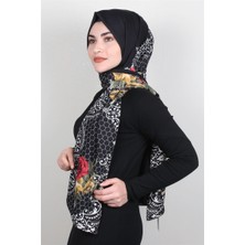 Cardion Medine Desenli Şal 1808-6 Siyah