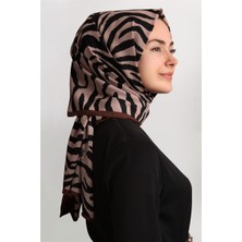 Cardion Medine Desenli Şal Eşarppark 1840-4 Pudra-Siyah Zebra