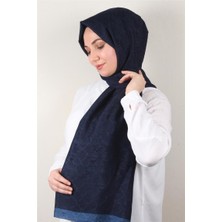 Piramit Ipeksi Monogram Şal 2753-2 Lacivert