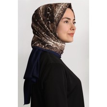 Cardion Medine Desenli Şal Eşarppark 1840-11 Lacivert Yılan Derisi