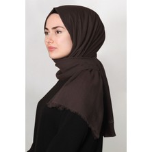 Eşarppark Pamuklu Zikzak Şal 1652-3 Koyu Kahverengi