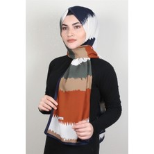 Cardion Medine Desenli Şal 1809-10 Lacivert-Kiremit