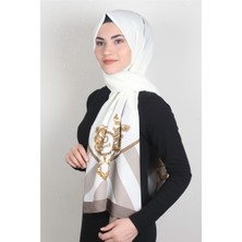 Cardion Medine Desenli Şal 1819-12 Ekru-Taş