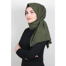 Eşarppark Çizgili Pamuk Şal 1969-22 Haki Yeşili