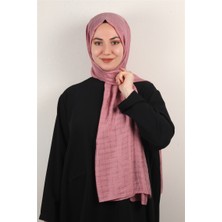 Eşarppark Ince Kareli Şal 2580-51 Koyu Pembe