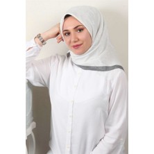 Piramit Ipeksi Monogram Eşarp 8086-20 Beyaz