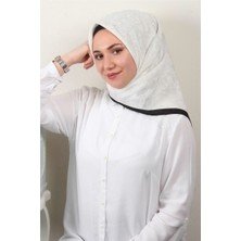 Piramit Ipeksi Monogram Eşarp 8086-18 Beyaz