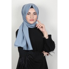 Piramit Şifon Şal Düz Renk 1293-71 Buz Mavisi