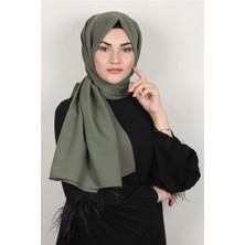 Piramit Şifon Şal Düz Renk 1293-69 Haki