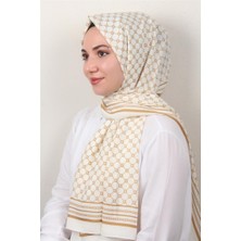Eşarppark Medine Desenli Şal 2421-1 Ekru-Karamel