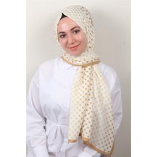 Eşarppark Medine Desenli Şal 2422-2 Ekru-Karamel